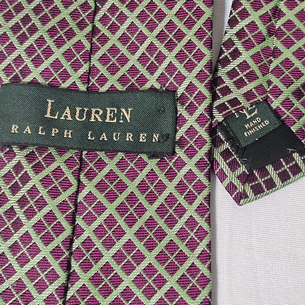 Vintage Polo Ralph Lauren Tie 100% Silk Hand Made in‎ USA Green Red Necktie 3.5"